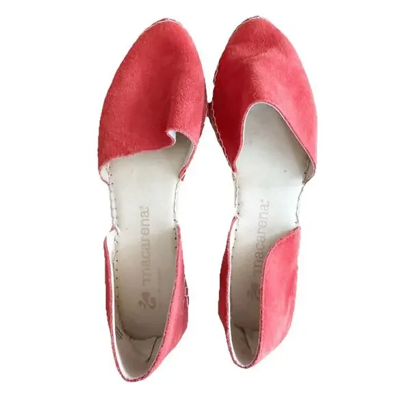 Macarena Womens Red Espadrilles Flats Suede Leather Shoes Sz 9/40 Made in Spain - Picture 3 of 9
